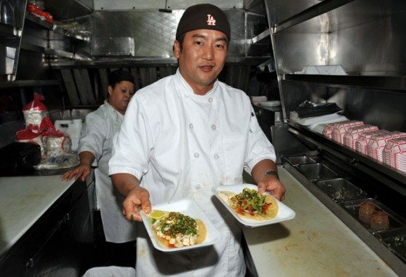 Chef Roy Choi in his gourmet food truck, Kogi