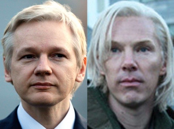 (Left) Julian Assange is portrayed in 'The Fifth Estate' by Benedict Cumberbatch  (right).
