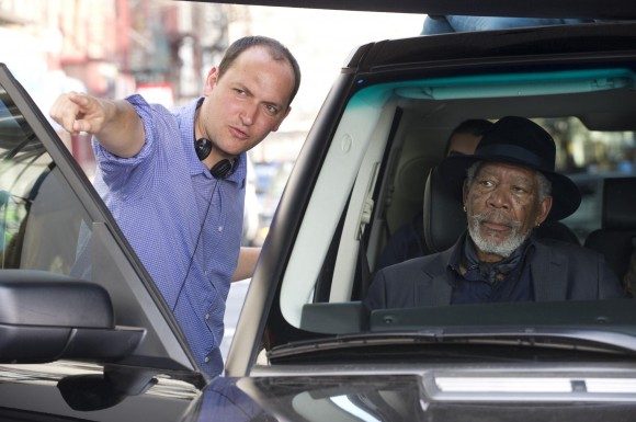 Louis Leterrier, directing Morgan Freeman in 'Now You See Me'