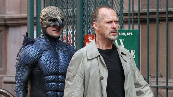 Michael Keaton (right) stars in 'Birdman' as a washed up actor who formerly portrayed the titular superhero in the backbround