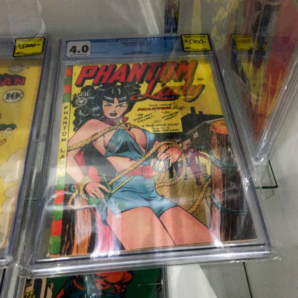 Phantom Lady comic for sale. Famous as early example of controversial bondage imagery.